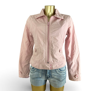 Baby pink zip up biker jacket (L)