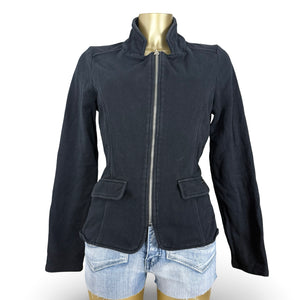 Black zip up 100% cotton sweatshirt jacket (L)