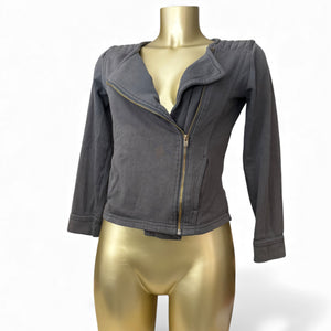 Grey cotton zip up tight fit jacket (XS)