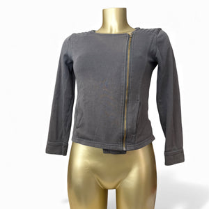 Grey cotton zip up tight fit jacket (XS)