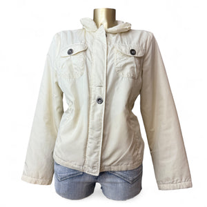 White cream fall puffer jacket (M/L)