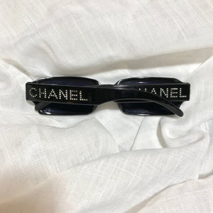 Rhinestone logo black sunglasses