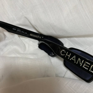 Rhinestone logo black sunglasses